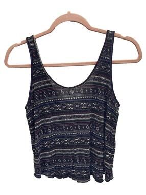 Cropped Black Tank Top Size Small Women's, Loose & Cute Pattern